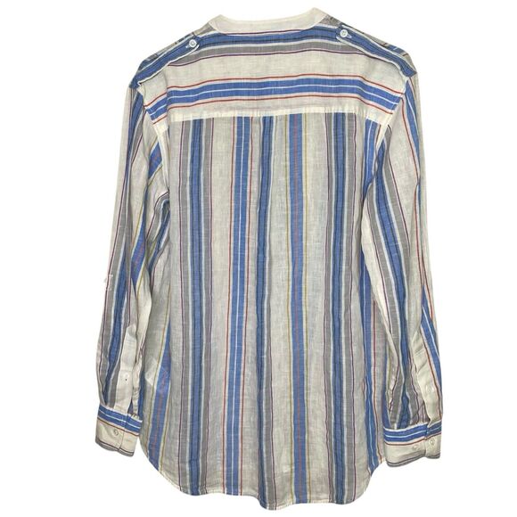 AG Adriano Goldschmied Shirt Womens S Linen Cotton Roll Tab Sleeve Coastal Beach - Picture 2 of 16